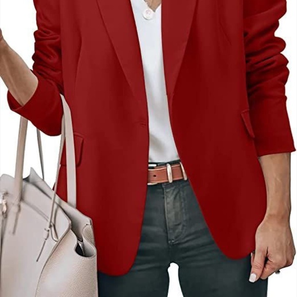 NWOT Meduim Relaxed Fit Open Red Blazer - Picture 11 of 14